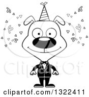 Lineart Clipart Of A Cartoon Black And White Happy Party Dog Royalty Free Outline Vector Illustration