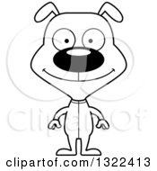 Lineart Clipart Of A Cartoon Black And White Happy Dog In Pajamas Royalty Free Outline Vector Illustration