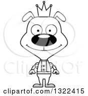 Lineart Clipart Of A Cartoon Black And White Happy Dog Prince Royalty Free Outline Vector Illustration