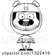 Poster, Art Print Of Cartoon Black And White Happy Dog Race Car Driver