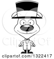Lineart Clipart Of A Cartoon Black And White Happy Dog Circus Ringmaster Royalty Free Outline Vector Illustration