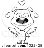 Poster, Art Print Of Cartoon Black And White Happy Cupid Dog