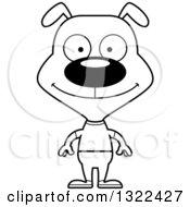 Lineart Clipart Of A Cartoon Black And White Happy Casual Dog Royalty Free Outline Vector Illustration