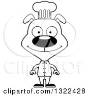 Lineart Clipart Of A Cartoon Black And White Mad Dog Chef Royalty Free Outline Vector Illustration