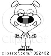 Lineart Clipart Of A Cartoon Black And White Mad Dog Scientist Royalty Free Outline Vector Illustration