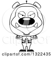 Lineart Clipart Of A Cartoon Black And White Mad Space Dog Royalty Free Outline Vector Illustration