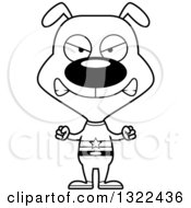 Lineart Clipart Of A Cartoon Black And White Mad Dog Super Hero Royalty Free Outline Vector Illustration