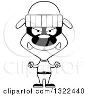 Lineart Clipart Of A Cartoon Black And White Mad Dog Robber Royalty Free Outline Vector Illustration