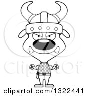 Lineart Clipart Of A Cartoon Black And White Mad Dog Viking Royalty Free Outline Vector Illustration