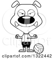 Lineart Clipart Of A Cartoon Black And White Mad Dog Volleyball Player Royalty Free Outline Vector Illustration