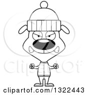 Poster, Art Print Of Cartoon Black And White Mad Dog In Winter Clothes