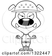 Lineart Clipart Of A Cartoon Black And White Mad Dog Zookeeper Royalty Free Outline Vector Illustration