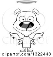 Poster, Art Print Of Cartoon Black And White Happy Dog Angel