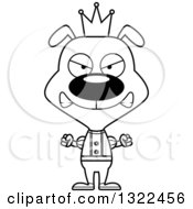 Lineart Clipart Of A Cartoon Black And White Mad Dog Prince Royalty Free Outline Vector Illustration