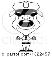 Lineart Clipart Of A Cartoon Black And White Mad Dog Police Officer Royalty Free Outline Vector Illustration