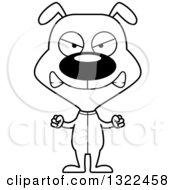 Lineart Clipart Of A Cartoon Black And White Mad Dog In Pajamas Royalty Free Outline Vector Illustration