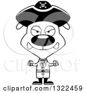 Lineart Clipart Of A Cartoon Black And White Mad Pirate Dog Royalty Free Outline Vector Illustration