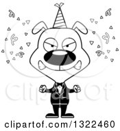 Lineart Clipart Of A Cartoon Black And White Mad Party Dog Royalty Free Outline Vector Illustration