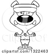 Lineart Clipart Of A Cartoon Black And White Mad Dog Lifeguard Royalty Free Outline Vector Illustration