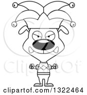 Lineart Clipart Of A Cartoon Black And White Mad Dog Jester Royalty Free Outline Vector Illustration