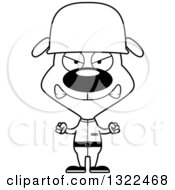 Lineart Clipart Of A Cartoon Black And White Mad Dog Soldier Royalty Free Outline Vector Illustration