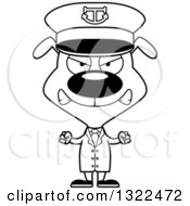 Lineart Clipart Of A Cartoon Black And White Mad Dog Captain Royalty Free Outline Vector Illustration