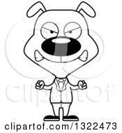 Lineart Clipart Of A Cartoon Black And White Mad Dog Business Man Royalty Free Outline Vector Illustration