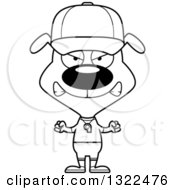 Lineart Clipart Of A Cartoon Black And White Mad Dog Sports Coach Royalty Free Outline Vector Illustration