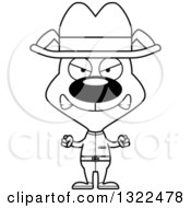 Lineart Clipart Of A Cartoon Black And White Mad Cowboy Dog Royalty Free Outline Vector Illustration