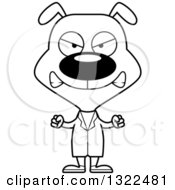 Lineart Clipart Of A Cartoon Black And White Mad Dog Doctor Royalty Free Outline Vector Illustration