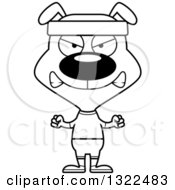 Lineart Clipart Of A Cartoon Black And White Mad Fitness Dog Royalty Free Outline Vector Illustration