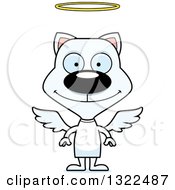 Poster, Art Print Of Cartoon Happy White Angel Cat