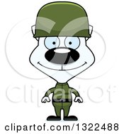 Clipart Of A Cartoon Happy White Cat Army Soldier Royalty Free Vector Illustration