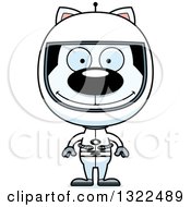 Poster, Art Print Of Cartoon Happy White Cat Astronaut