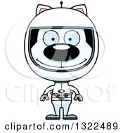 Clipart Of A Cartoon Happy White Cat Astronaut Royalty Free Vector Illustration