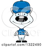 Poster, Art Print Of Cartoon Happy White Cat Baseball Player