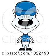 Clipart Of A Cartoon Happy White Cat Baseball Player Royalty Free Vector Illustration
