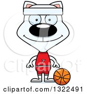 Clipart Of A Cartoon Happy White Cat Basketball Player Royalty Free Vector Illustration