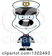 Clipart Of A Cartoon Happy White Cat Captain Royalty Free Vector Illustration
