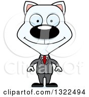 Poster, Art Print Of Cartoon Happy White Cat Business Man