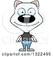 Poster, Art Print Of Cartoon Happy Casual White Cat