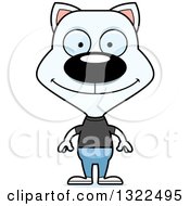 Clipart Of A Cartoon Happy Casual White Cat Royalty Free Vector Illustration
