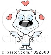 Clipart Of A Cartoon Happy White Cat Cupid Royalty Free Vector Illustration