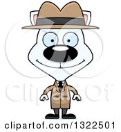 Poster, Art Print Of Cartoon Happy White Cat Detective