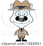 Clipart Of A Cartoon Happy White Cat Detective Royalty Free Vector Illustration