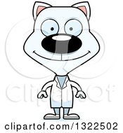 Poster, Art Print Of Cartoon Happy White Cat Doctor Or Veterinarian