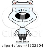 Poster, Art Print Of Cartoon Happy White Fitness Cat