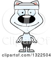 Clipart Of A Cartoon Happy White Fitness Cat Royalty Free Vector Illustration
