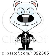 Poster, Art Print Of Cartoon Happy White Cat Groom