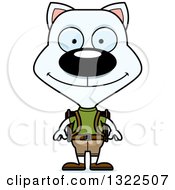 Clipart Of A Cartoon Happy White Cat Hiker Royalty Free Vector Illustration